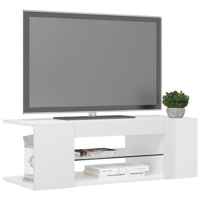 vidaXL Tv-meubel met LED-verlichting 90x39x30 cm hoogglans wit