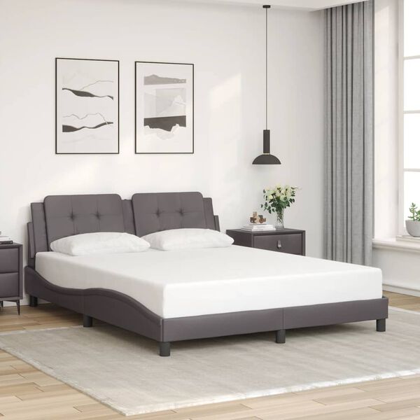 vidaXL Bedframe zonder matras "Zadar" kunstleer grijs 160x200 cm