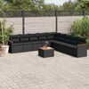 vidaXL 10-delige Loungeset met kussens poly rattan zwart