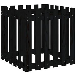 vidaXL Plantenbak met hekontwerp 60x60x60 cm massief grenenhout zwart