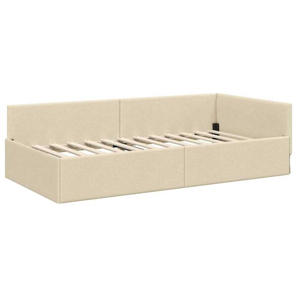vidaXL Hoekbedframe met hoofdeinde Crème 90 cm x 200 cm Fluweel