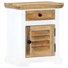vidaXL Nachtkastje 40x30x50 cm massief ruw mangohout wit en bruin