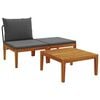 vidaXL 3 st Tuin Loungeset met Kussens Massief acaciahout & touw