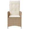vidaXL Tuinstoelen 2 st verstelbaar met kussens poly rattan beige
