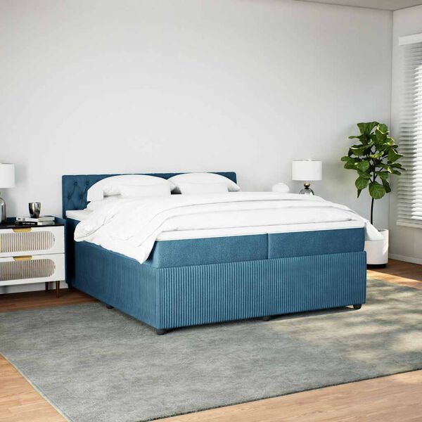 vidaXL Boxspring met matras fluweel blauw 200x200 cm