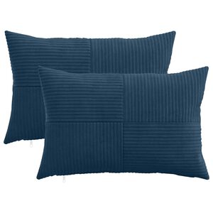 vidaXL Kussensloop 2 pcs ALMELO Marineblauw 30 x 50 cm corduroy