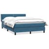 vidaXL Boxspring met matras fluweel donkerblauw 140x210 cm