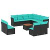 vidaXL 12-delige Loungeset met kussens poly rattan zwart