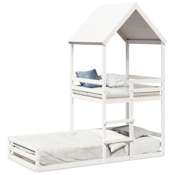 vidaXL Kinderbed met huisje massief grenenhout wit 90x190 cm