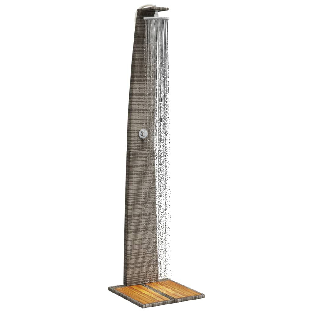vidaXL Buitendouche 55x60x224 cm poly rattan en acaciahout beige, tuindouche, tuin douche, zwembaddouche, buiten douche, buitendouche tuin