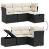 vidaXL 4-delige Loungeset met kussens poly rattan zwart
