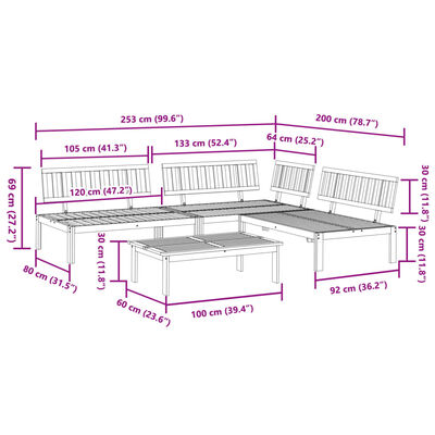 vidaXL 4-delige Loungeset pallet massief acaciahout