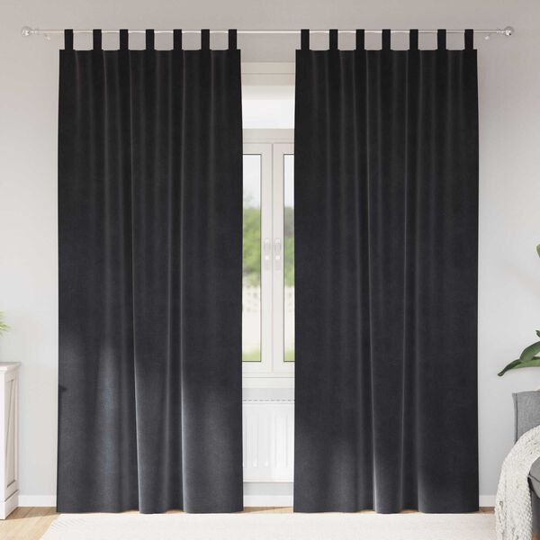 vidaXL Verduisterende gordijnen 2 pcs Donkergrijs 140 x 225 cm Fluweel