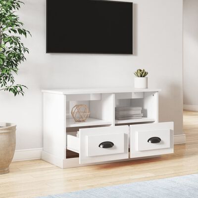 vidaXL Tv-meubel 80x35x50 cm bewerkt hout hoogglans wit