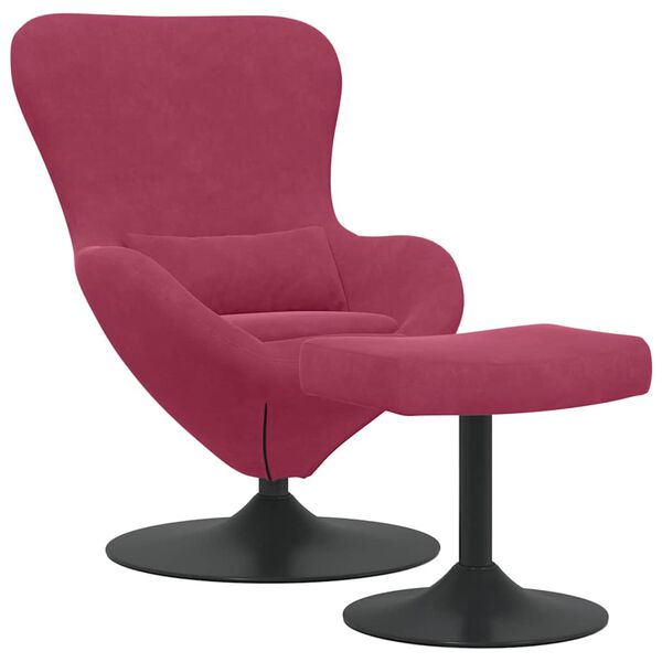 vidaXL Egg Chair met Voetsteun Wijnrood Fluweel