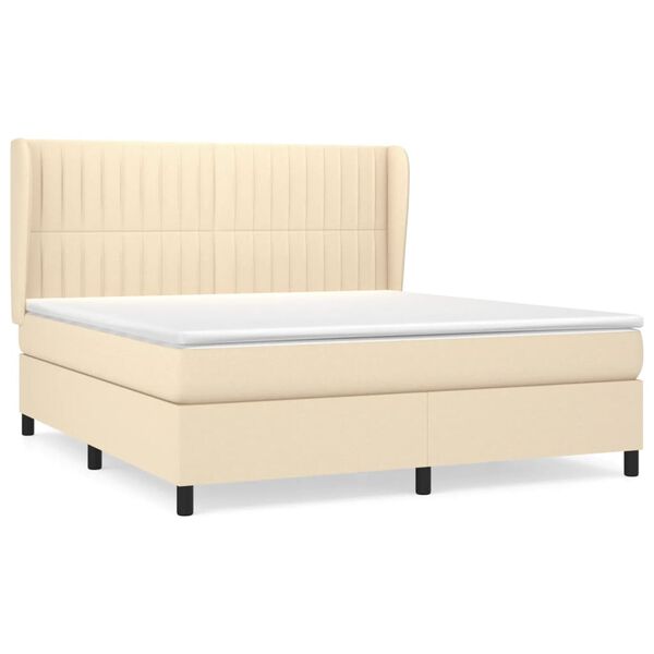 vidaXL Boxspring met matras stof cr&egrave;mekleurig 180x200 cm