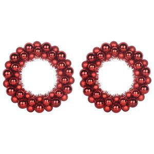 vidaXL Kerstbal Kransen 2 st Rood 33 x 33 x 7 cm Polystyreen