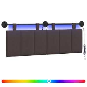 vidaXL Hangend hoofdbord Met LED-verlichting Donkerbruin Stof