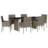 vidaXL 7-delige Tuinset met kussens poly rattan grijs