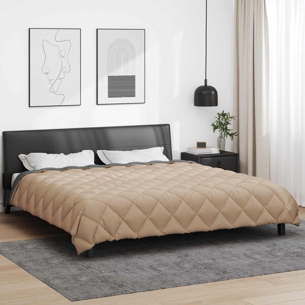 vidaXL Winter Dekbed Antraciet en Taupe 240 x 200 cm Microfiber