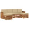 vidaXL Sofa-Sets 6 pcs Natuurlijk en Beige Massief Acaciahout