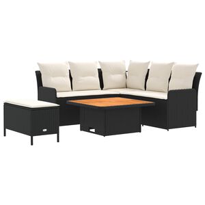 vidaXL Meubelsets 5 st Zwart en Cr&egrave;me PE Rattan