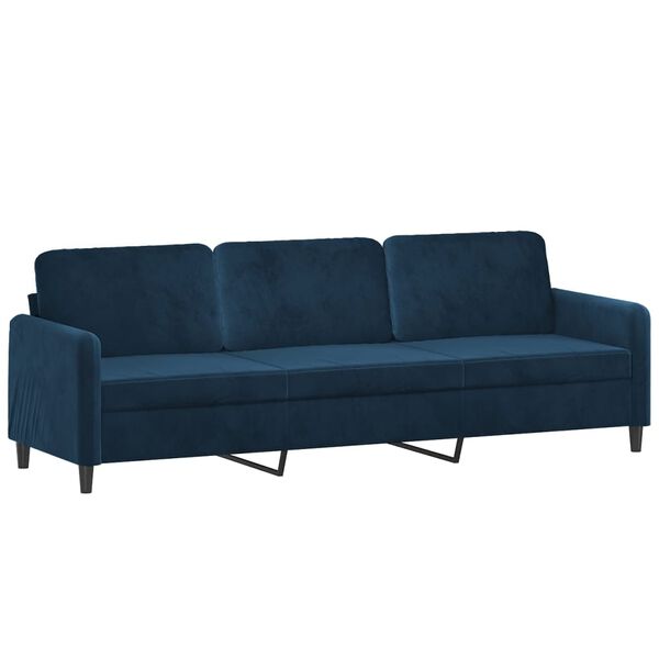 vidaXL Driezitsbank met voetenbank 210 cm fluweel blauw