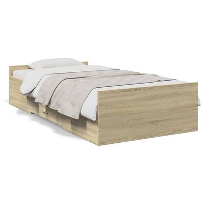 vidaXL Bedframe met lades bewerkt hout sonoma eikenkleurig 100x200 cm