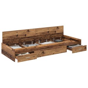 vidaXL Bedframe met lade met opslag Oud Hout 100 x 200 cm Bewerkt hout