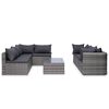 vidaXL 9-delige Loungeset met kussens poly rattan grijs