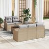 vidaXL Tuinbankenset met kussen 6 pcs Beige poly rattan