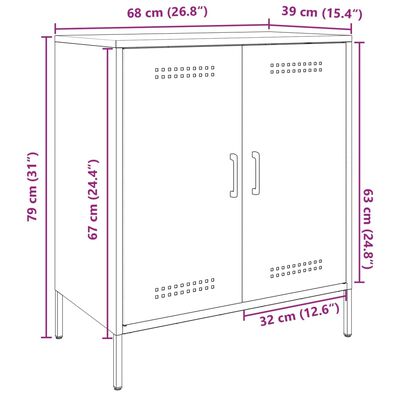 vidaXL Dressoir 68x39x79 cm staal olijfgroen