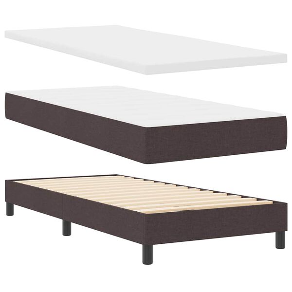 vidaXL Boxspringbed met matras met matras Donkerbruin 90 x 200 cm