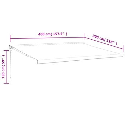 vidaXL Luifel uittrekbaar 4x3 m stof en aluminium geel en wit