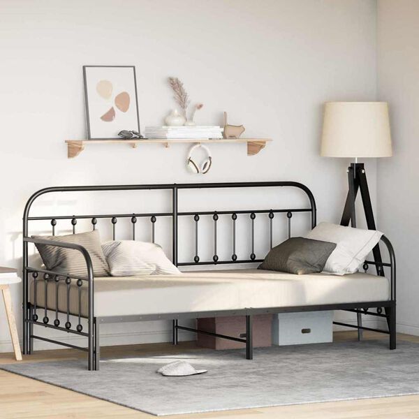 vidaXL Bedframe voor een daybed Zwart 100 x 190 cm Gepoedercoat staal