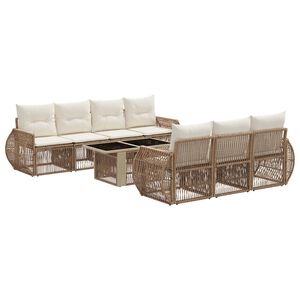 vidaXL Tuinbankenset 8 st Beige en Cr&egrave;me Wit poly rattan