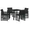 vidaXL Tuin eettafelset 5 st Zwart poly rattan