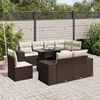 vidaXL 9-delige Loungeset met kussens poly rattan bruin