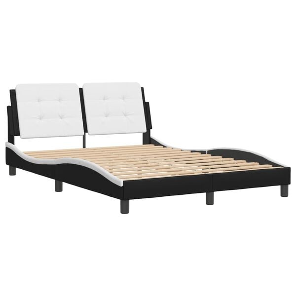vidaXL Bedframe zonder matras "Zadar" kunstleer zwart en wit 140x190 cm
