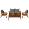 vidaXL Bistroset met kussen 5 pcs Bruin Massief Acaciahout