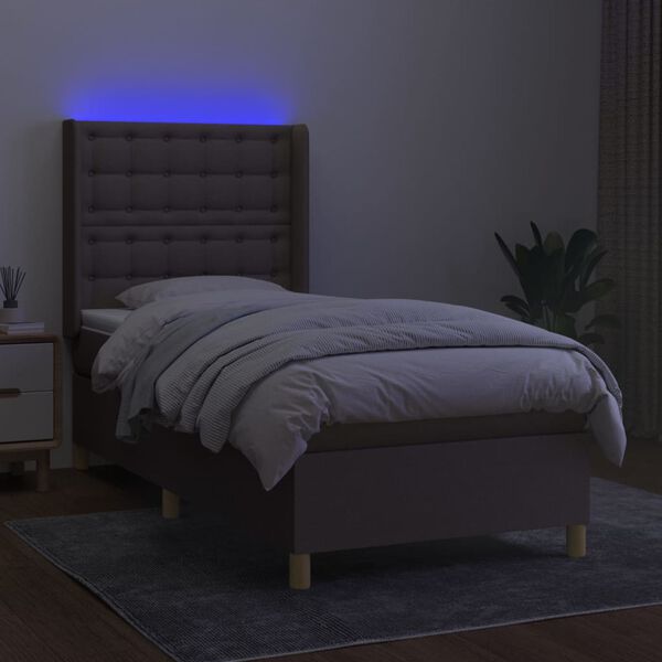 vidaXL Boxspring met matras en LED stof taupe 80x200 cm