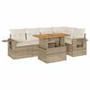 vidaXL 6-delige Loungeset met kussens poly rattan beige