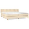 vidaXL Boxspring met matras stof cr&egrave;mekleurig 200x200 cm