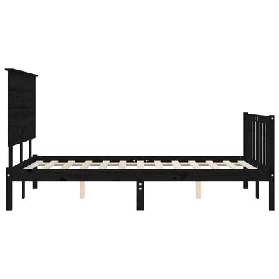 vidaXL Bedframe met hoofdbord massief hout zwart 200x200 cm