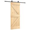 vidaXL Schuifdeur Naturel en Zwart 85 x 210 cm Massief Grenenhout