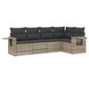 vidaXL 5-delige Loungeset met kussens poly rattan lichtgrijs
