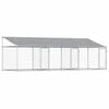 vidaXL Hondenhok met dak en deuren 6x2x2 m gegalvaniseerd staal grijs