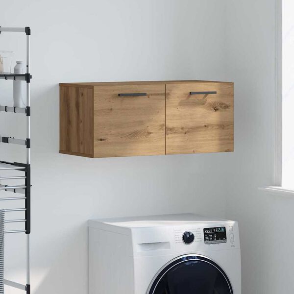 vidaXL Wandkast artisanaal eikenkleurig 80 x 36.5 x 35 cm Bewerkt hout