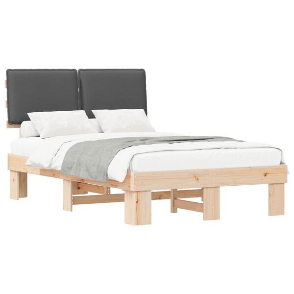 vidaXL Bedframe met Gevoerd Hoofdgedeelte Donkergrijs 120 x 190 cm
