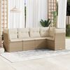 vidaXL 5-delige Loungeset met kussens poly rattan beige